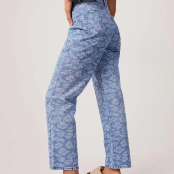 NEW WITH TAGS - Afends - shelby long hemp denim floral wide leg jeans - size 26 - Picture 3 of 5